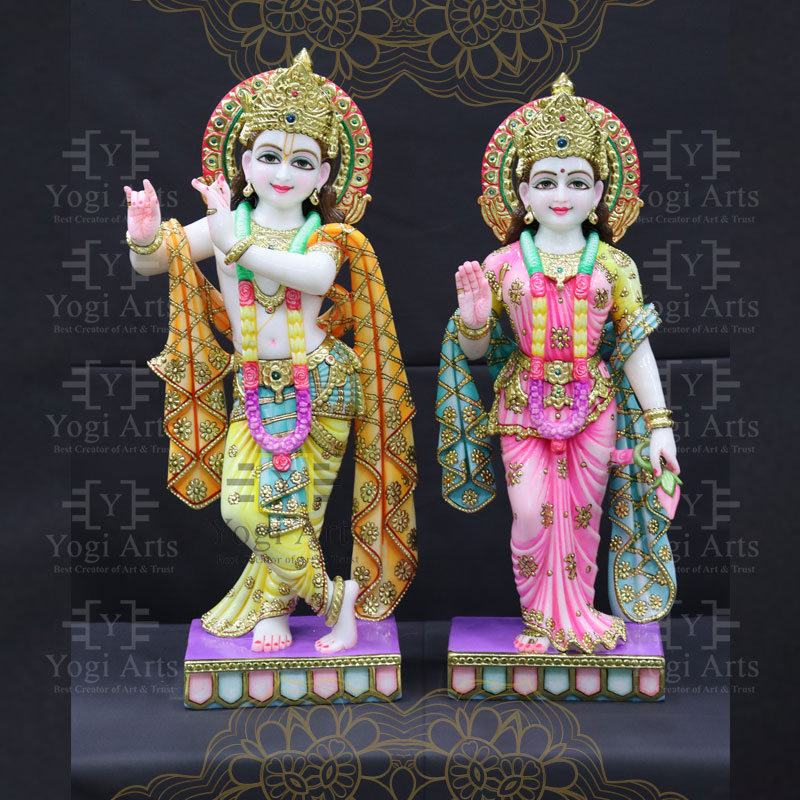 Marble Stone Radha Krishna Statue