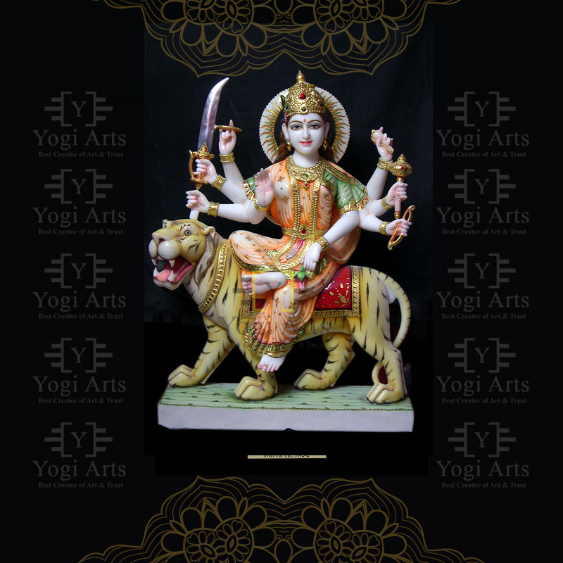 Coloured Marble Durga Murti