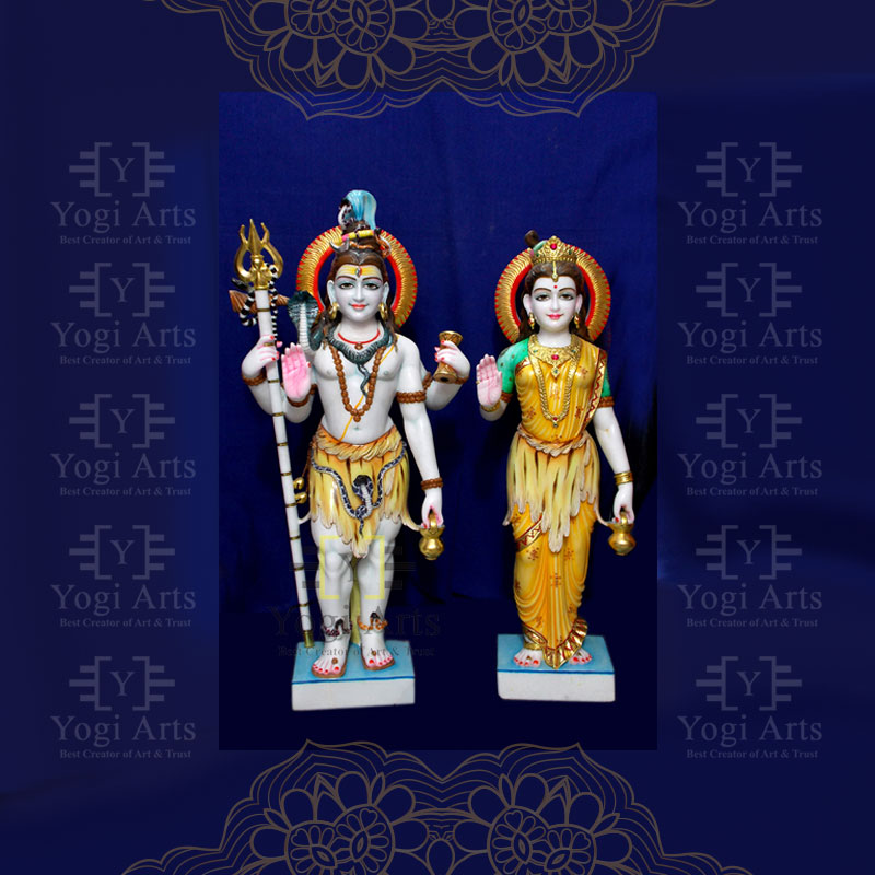 Shiv Parvati Marble statue