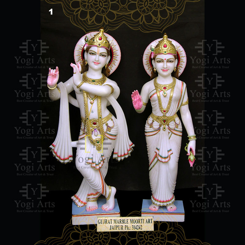 White Radha Krishna Statue