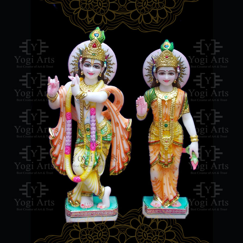 Coloured Decorated Radha Krishna Statue