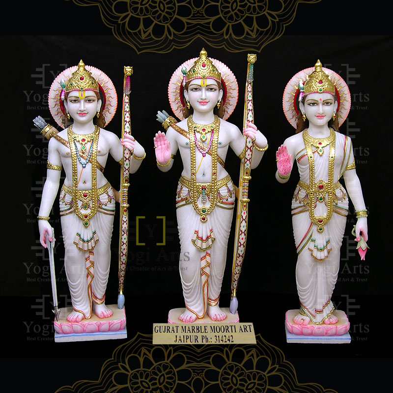 Decorated White Ram Sita Murti