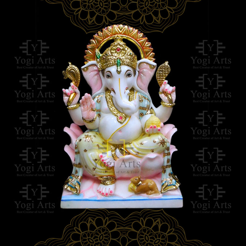Colourful Decorative Marble Ganesh